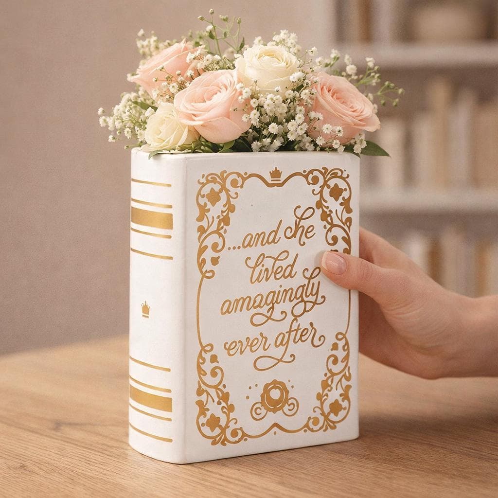 Book Vase Decorative Flower Vase, Literary Book Style Vase, Ceramic Home Decor, Book Lover Gift - image 5