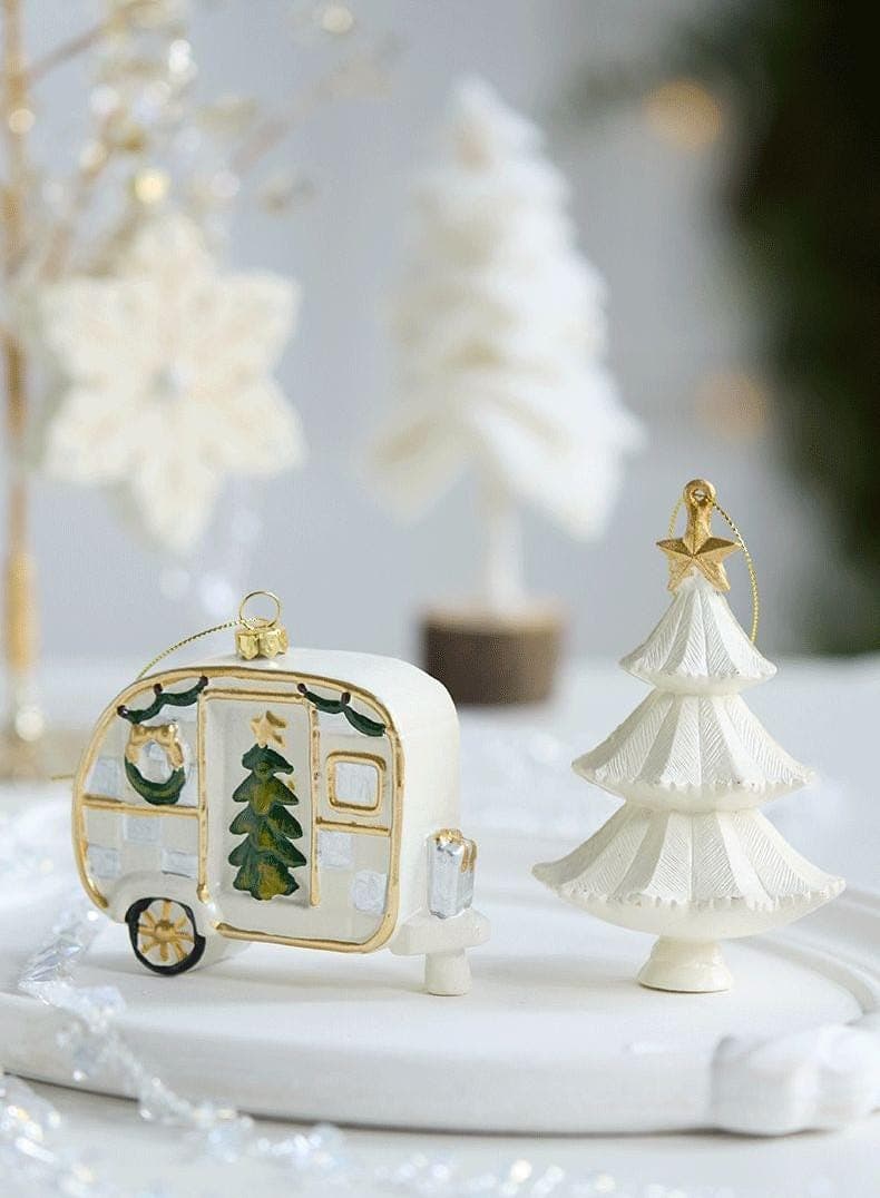 Elegant White & Gold Christmas Ornaments Set Xmas Tree Decor Holiday Hanging Decorations for Home - image 5