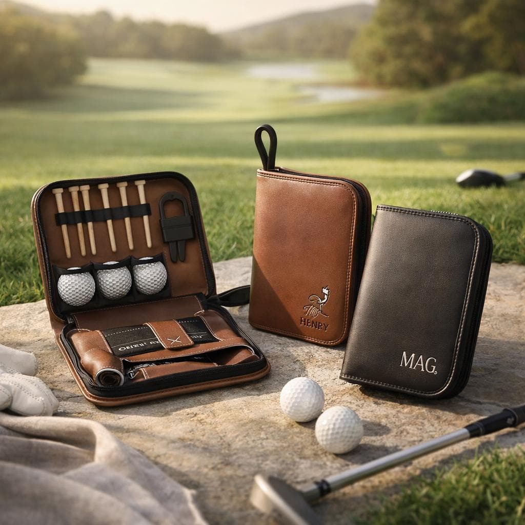 Personalized Golf Bag Case Organizer, Custom PU Leather Golf Accessories Pouch, Golf Gift for Dad, Husband or Golfer