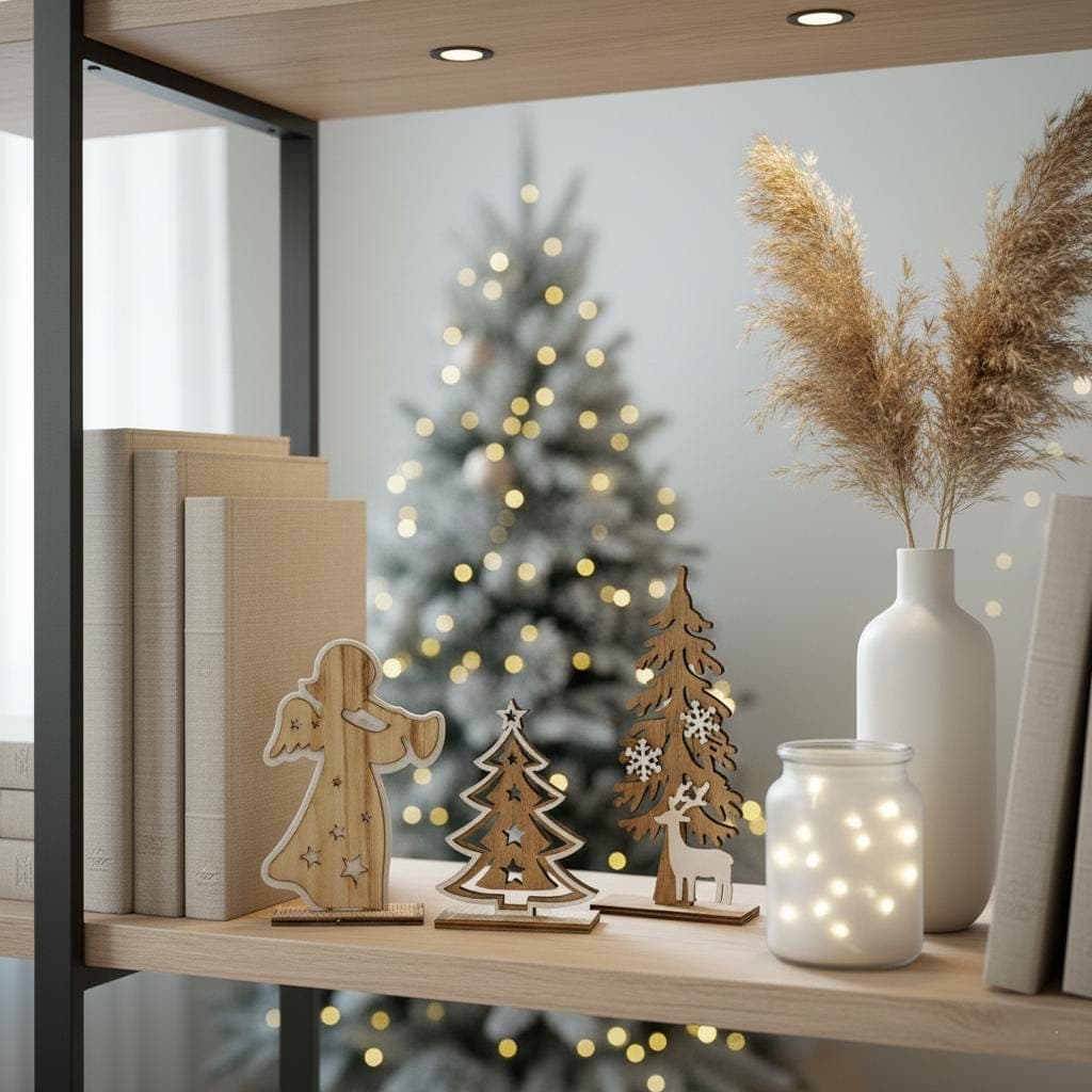 Handcrafted Wooden Christmas Decor Set: Rustic Angel, Tree, Deer - image 4