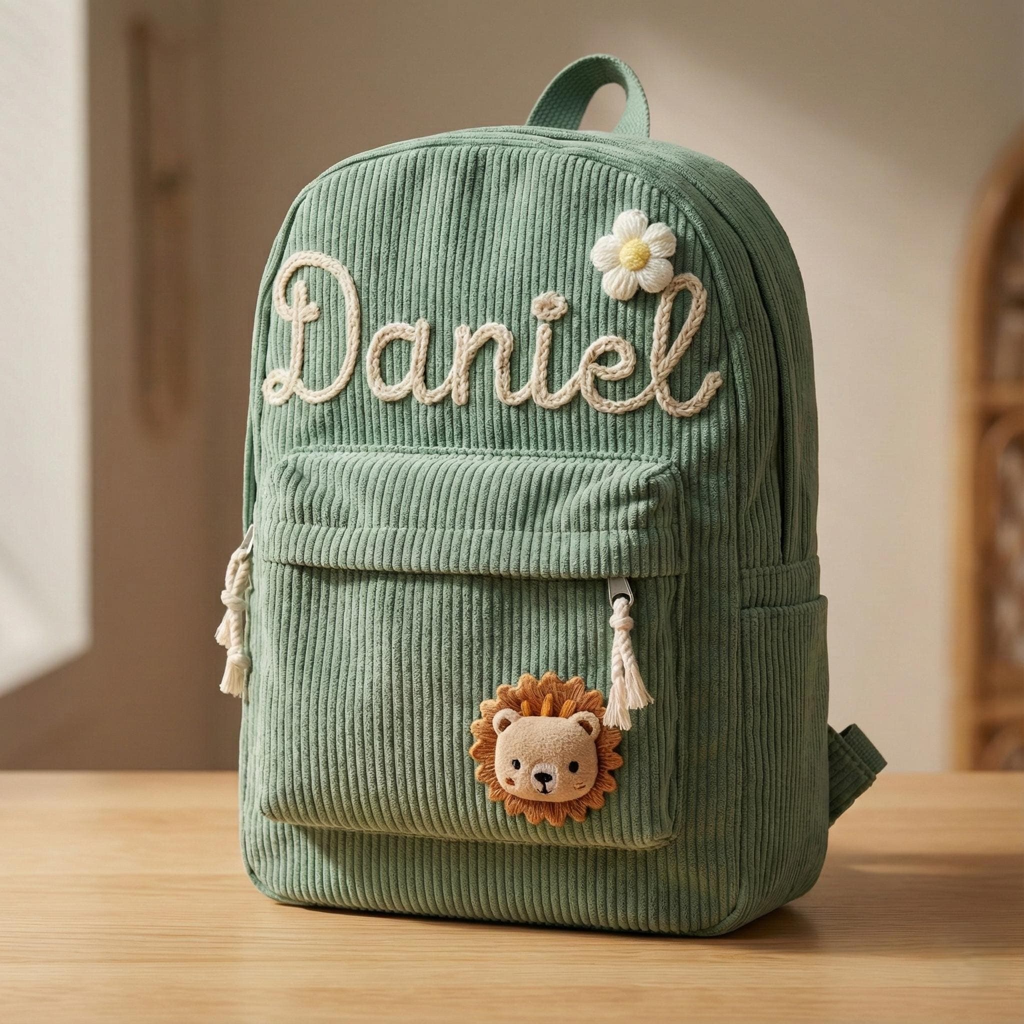 Personalized Corduroy Kids Backpack: Embroidered Name, Toddler School Bag - image 4