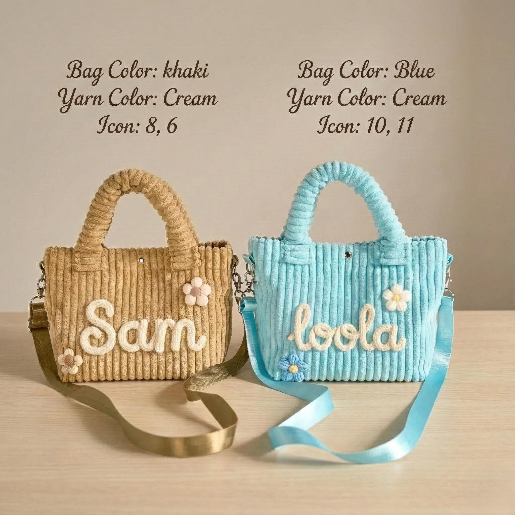 Personalized Crossbody Bag, Soft Corduroy Tote with Name, Removable Strap - image 4