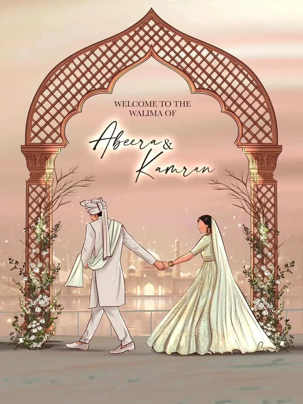 Personalized Couple Wedding Illustration for South Asian weddings - image 5