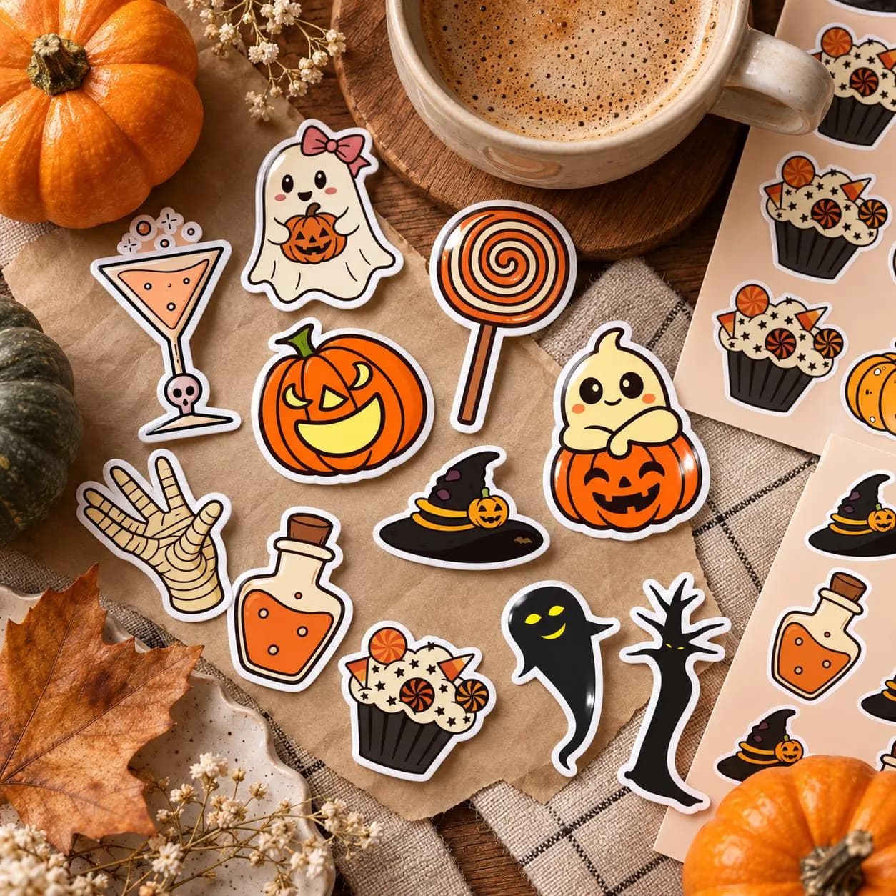Cute Halloween Spooky Stickers, Ghost Pumpkin Witch Sticker, Halloween Planner Stickers, Journal Laptop Water Bottle Decor, Instant Download - image 5