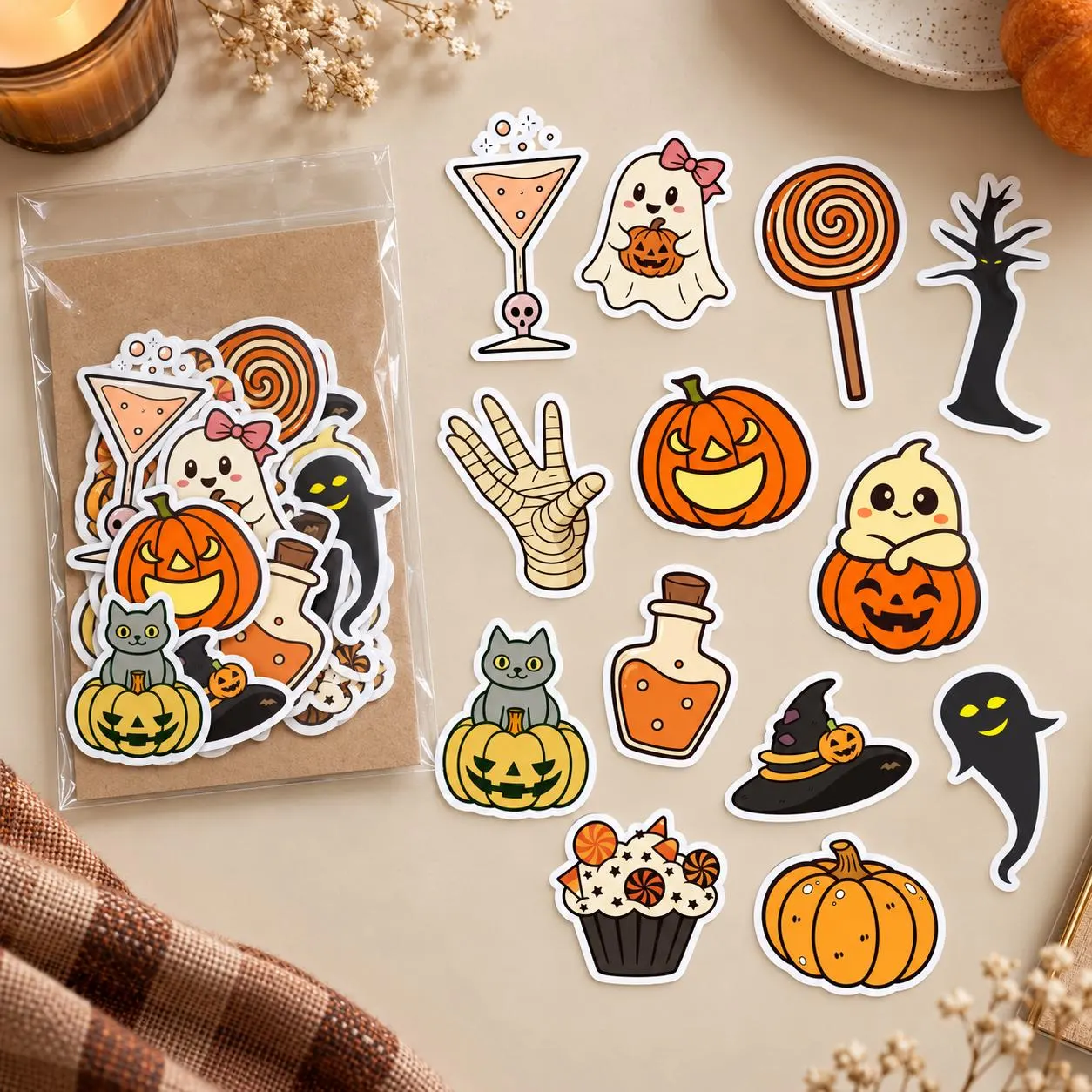 Cute Halloween Spooky Stickers, Ghost Pumpkin Witch Sticker, Halloween Planner Stickers, Journal Laptop Water Bottle Decor, Instant Download - image 4