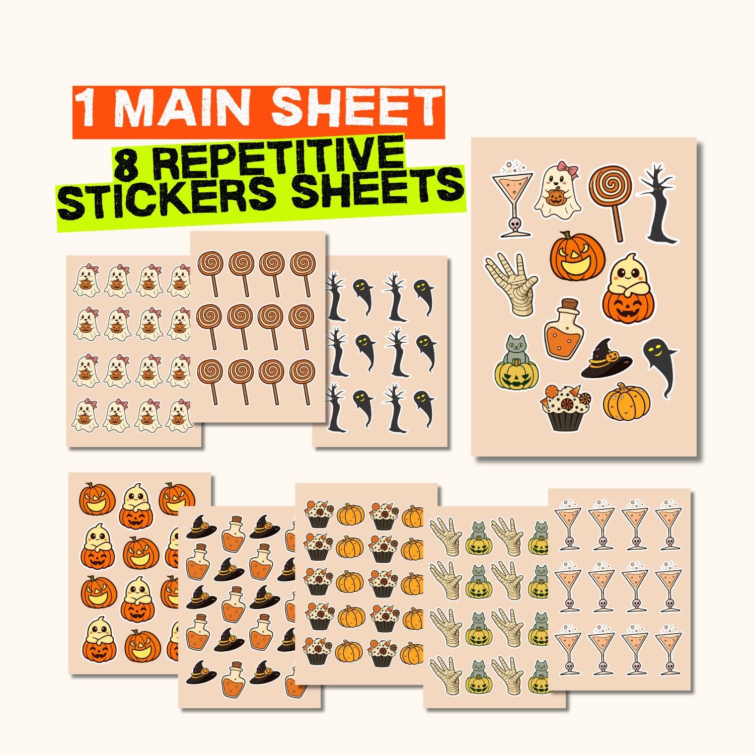 Cute Halloween Spooky Stickers, Ghost Pumpkin Witch Sticker, Halloween Planner Stickers, Journal Laptop Water Bottle Decor, Instant Download - image 3