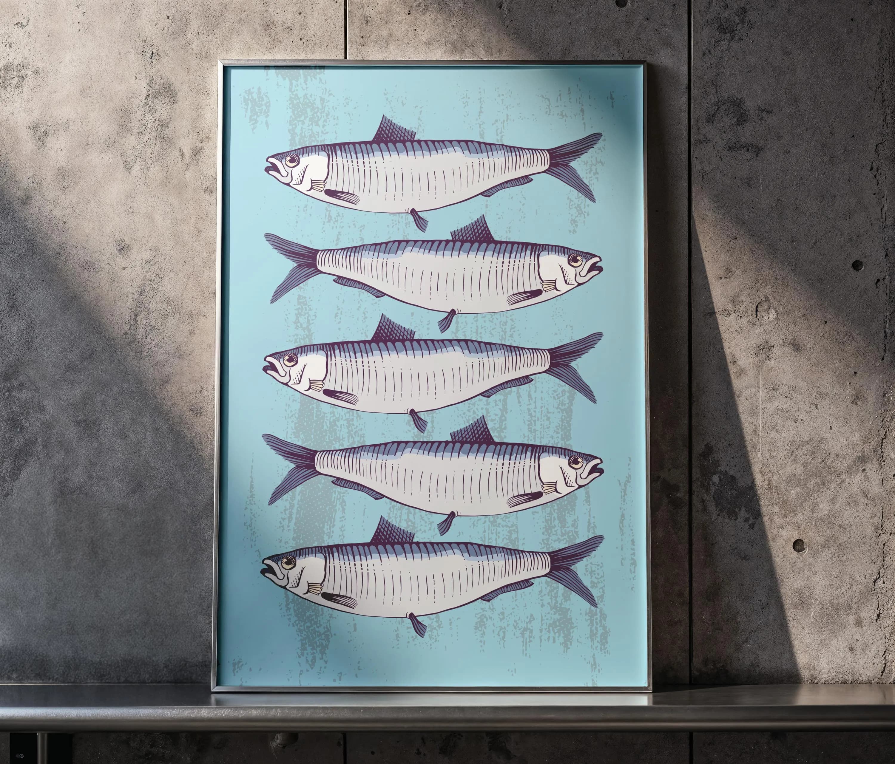 Whimsical Fish Print, Coastal Sardine Artwork, Seaside Illustration (Digital Download) - image 3
