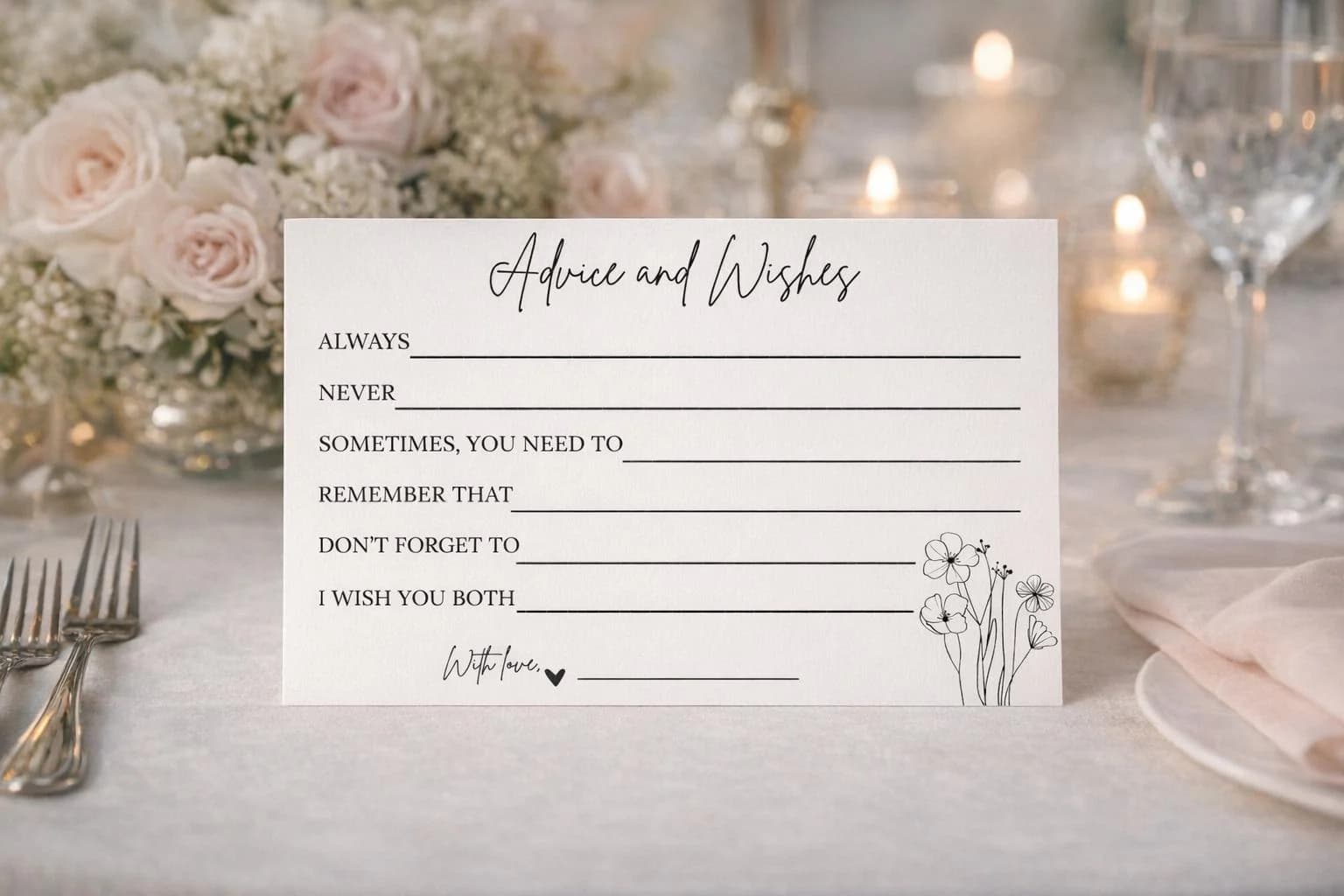Advice and Wishes Card for Bride and Groom! Wedding Guest Activity | Digital File | PDF Print | Instant Download