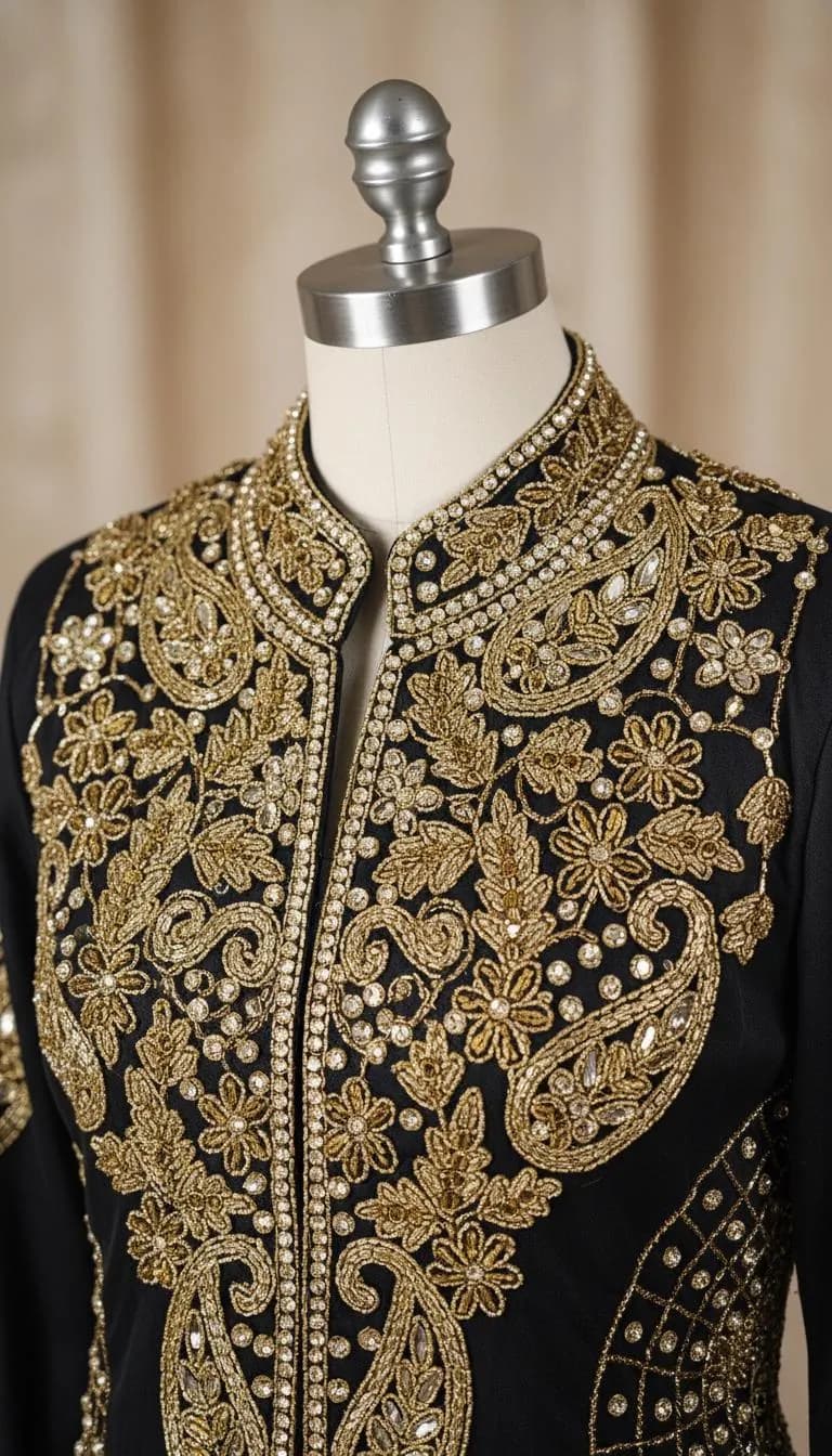 Luxury Black Embroidered Vest – Women’s Oriental Jacket with Gold Embroidery, Elegant Gilet for Eid, Weddings Special Occasions