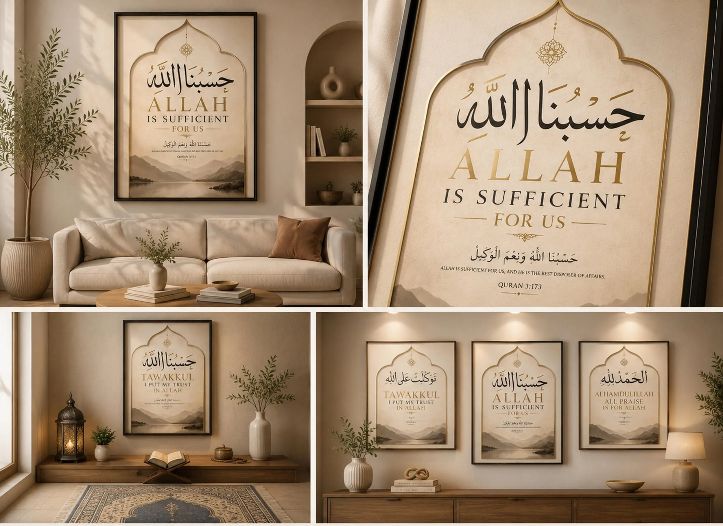 Islamic Wall Art, Arabic Calligraphy Print, Neutral Beige (Digital Download) - image 3