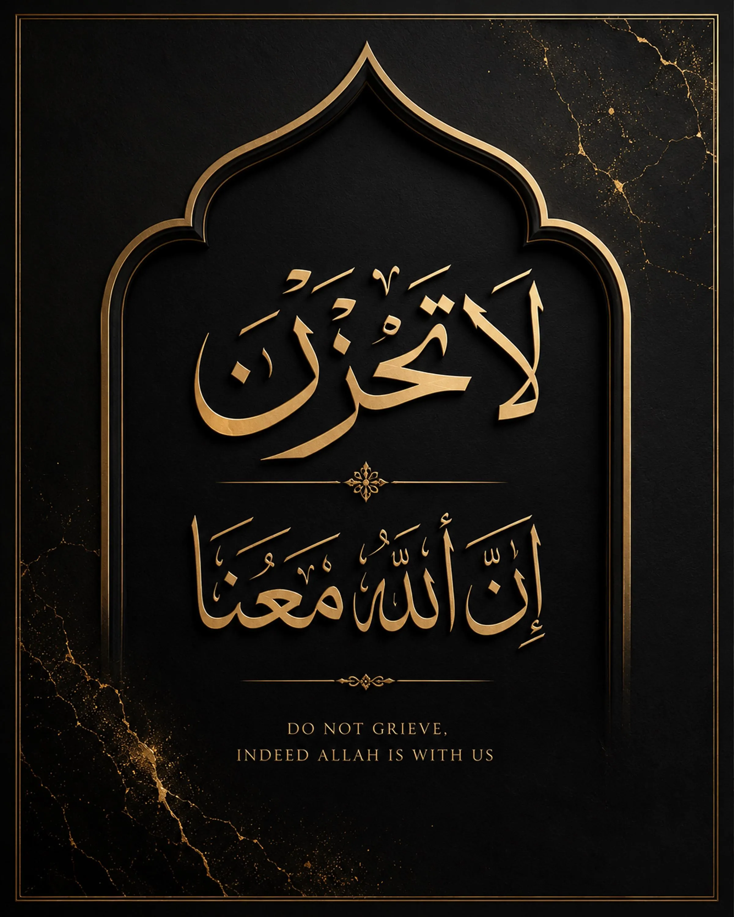 La Tahzan Islamic Wall Art, Arabic Calligraphy, Black Gold (Digital Download)