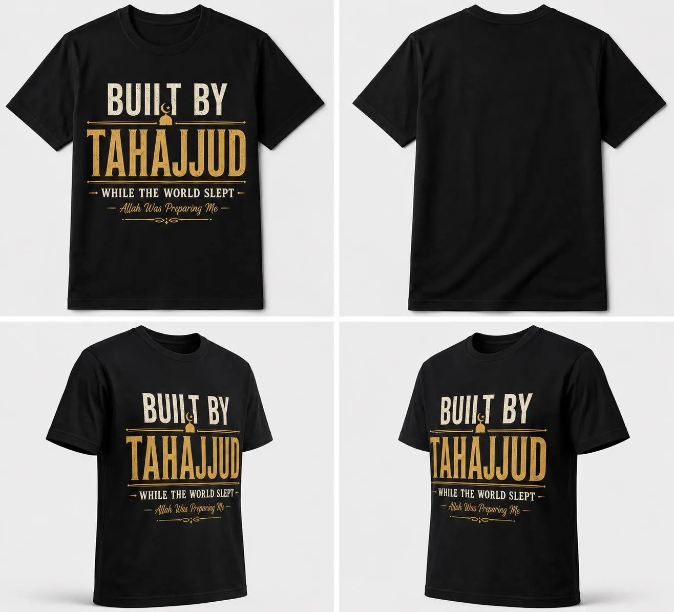 Built By Tahajjud Islamic Prayer T-Shirt, Muslim Streetwear Faith Apparel - image 3