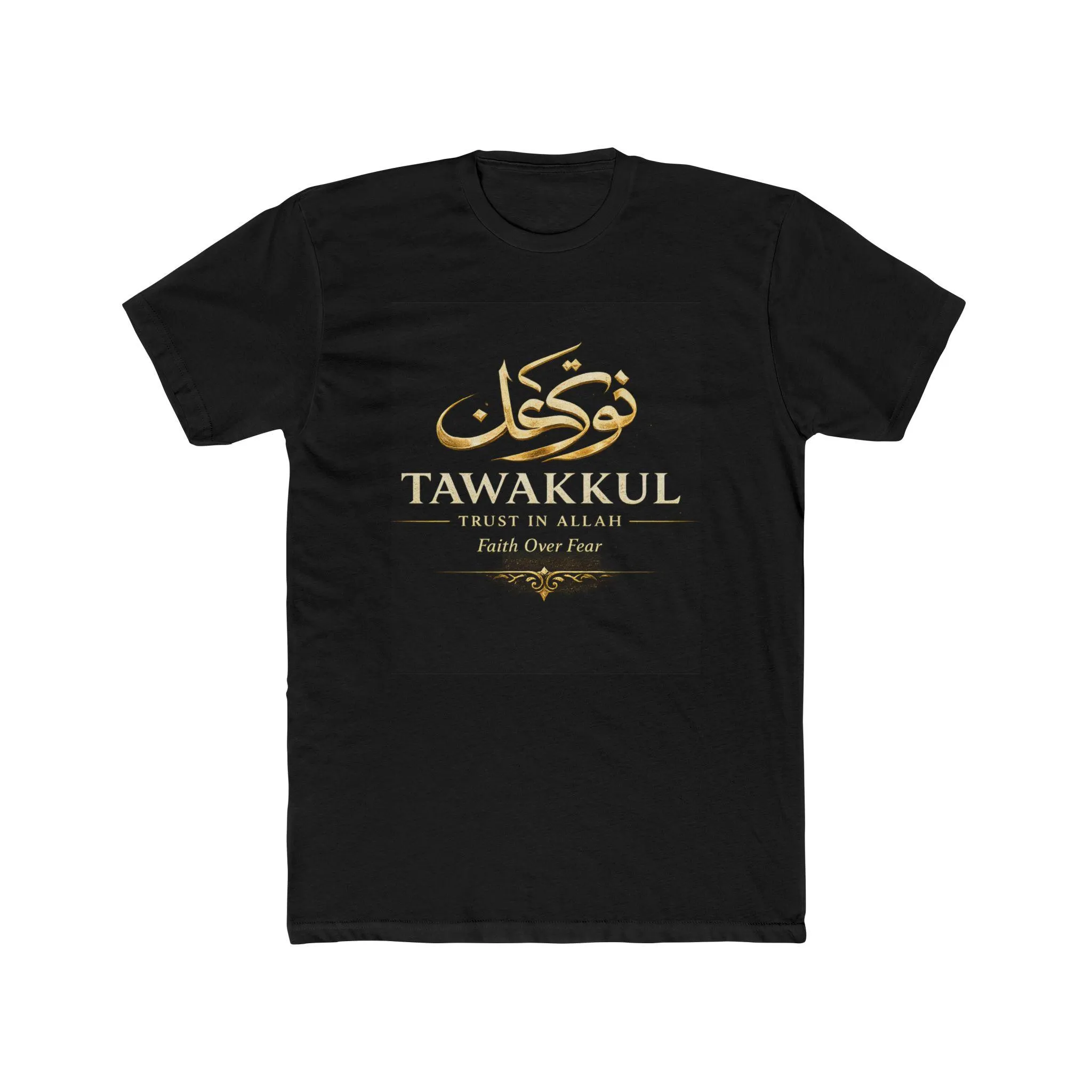 Tawakkul Arabic Calligraphy Tee | Faith in Allah Crew Shirt
