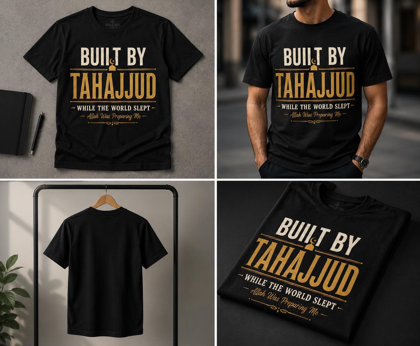 Built By Tahajjud Islamic Prayer T-Shirt, Muslim Streetwear Faith Apparel - image 4