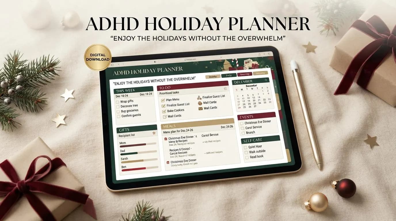 ADHD Holiday Planner Printable & Digital | Christmas Gift Budget Tracker | Google Sheets Excel | Neurodivergent Friendly