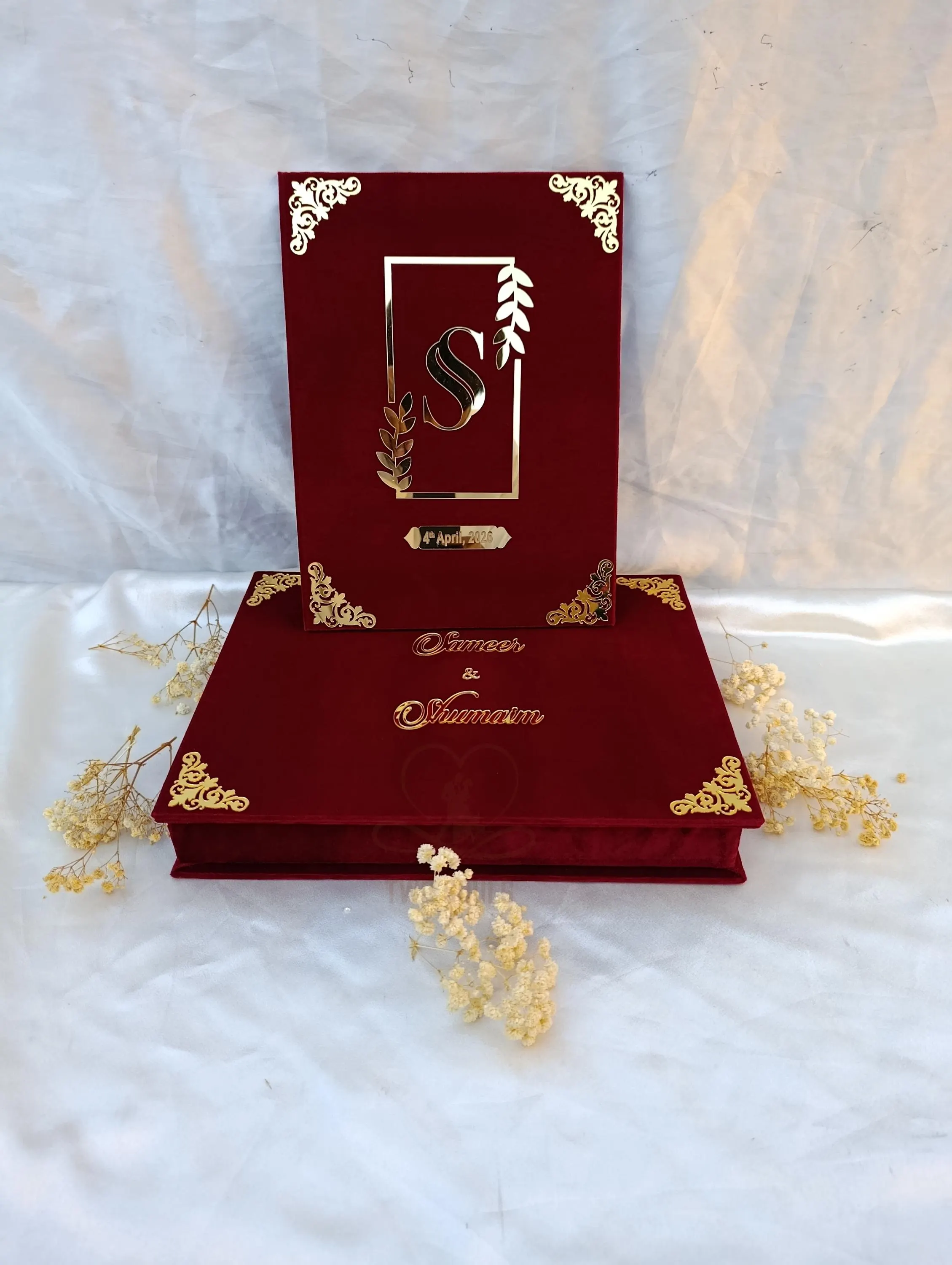 Personalized Nikah Nama Booklet Set | Velvet Islamic Wedding Certificate, Luxury Muslim Gift - image 4