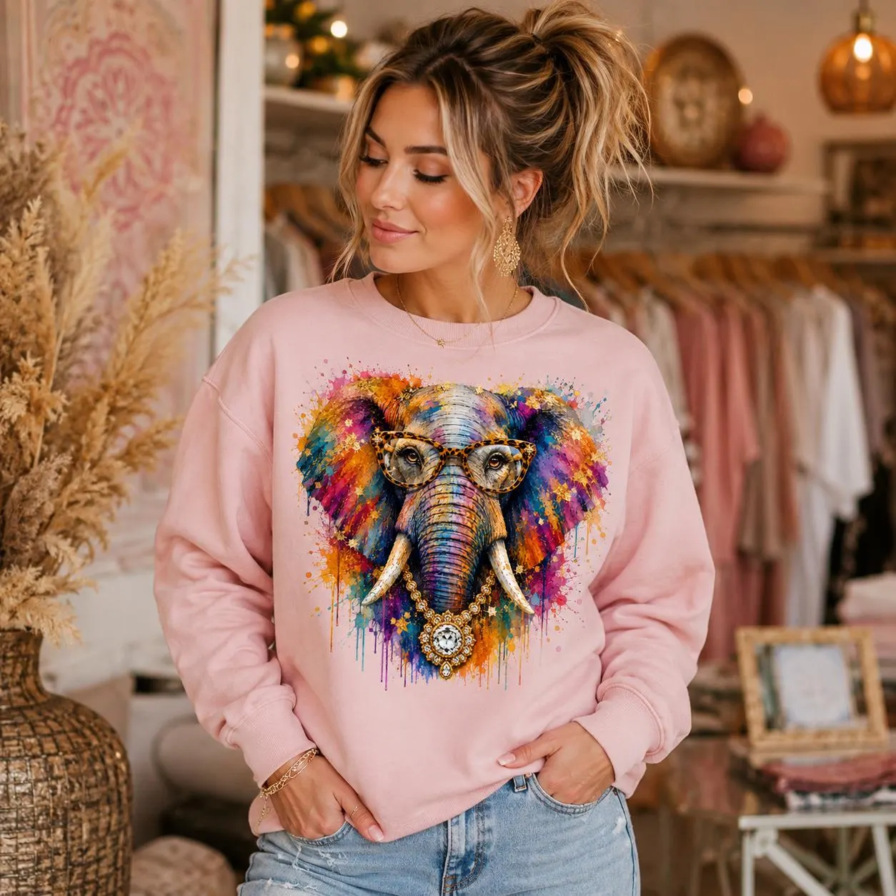 Glamorous Elephant PNG, Colorful Wildlife Sublimation Design (Digital Download) - image 4
