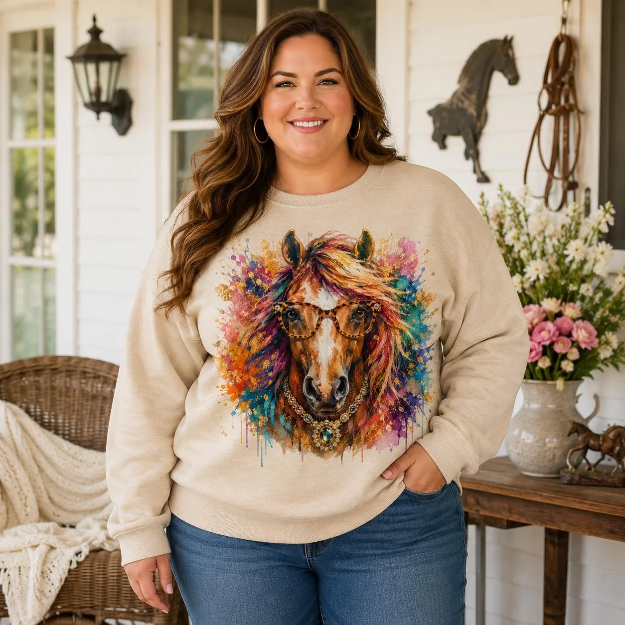 Glam Horse PNG, Stylish Equine Sublimation Design, Fashion Animal Digital Download