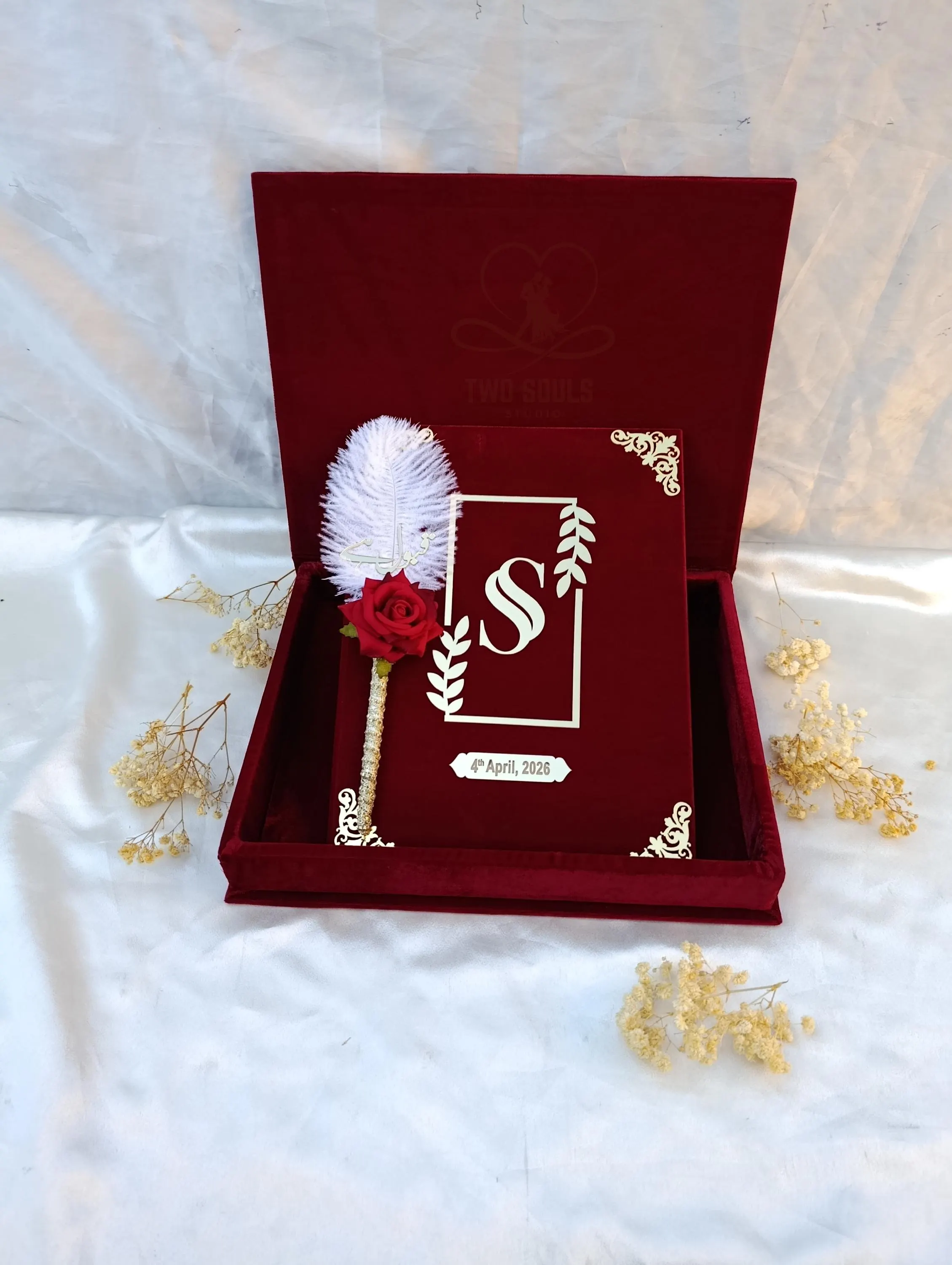 Personalized Nikah Nama Booklet Set | Velvet Islamic Wedding Certificate, Luxury Muslim Gift - image 5