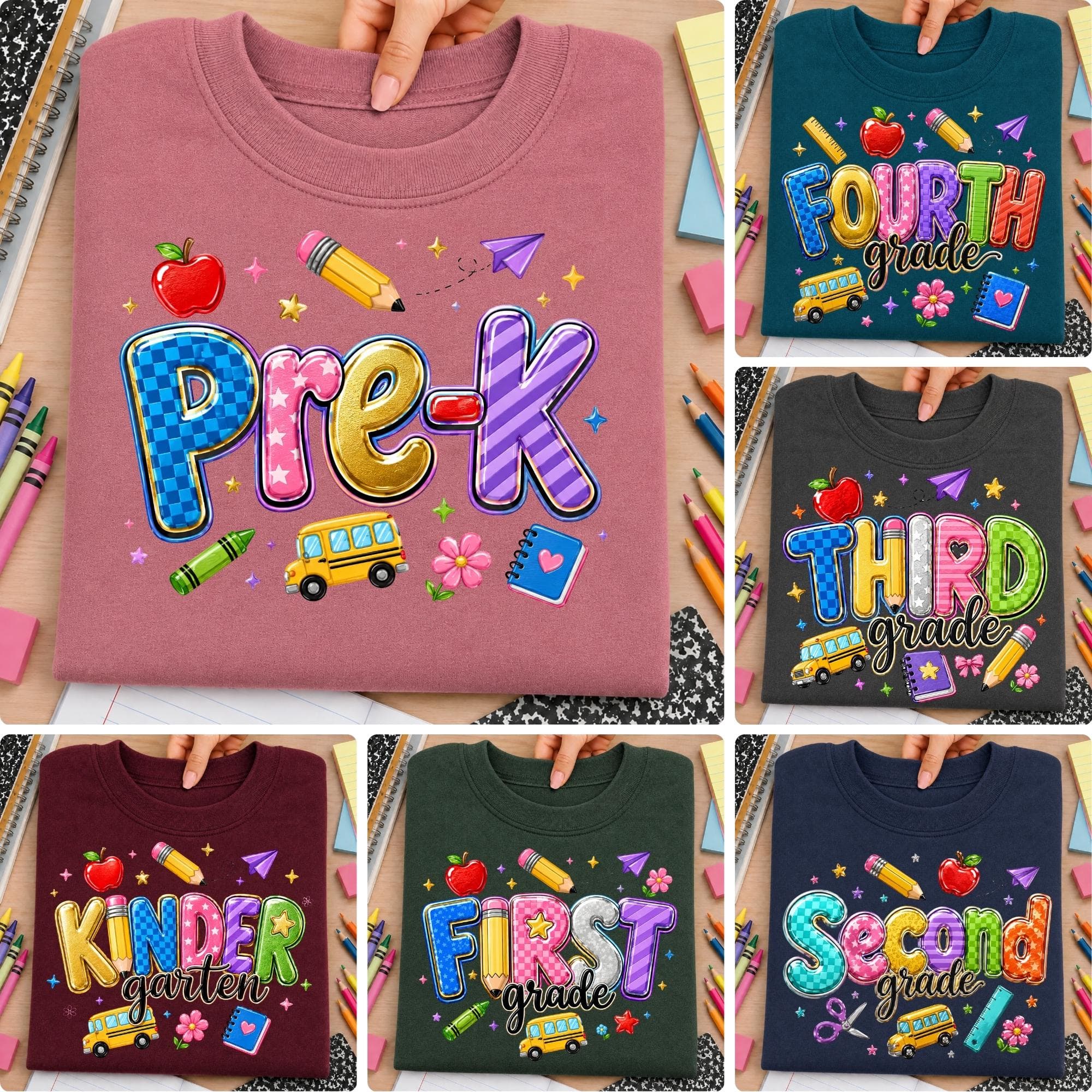 Back to School PNG Bundle (Pre-K to 5th Grade)
