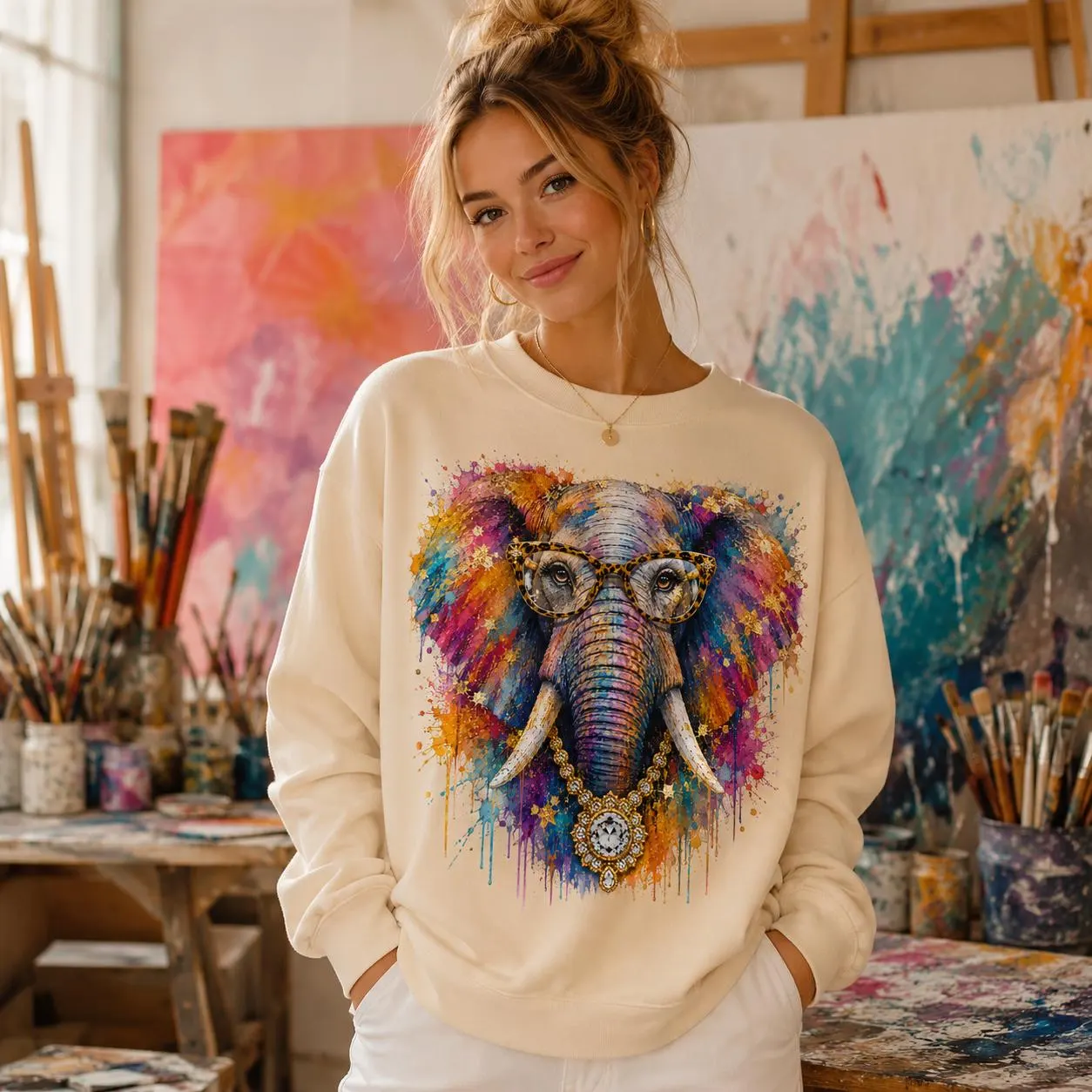 Glamorous Elephant PNG, Colorful Wildlife Sublimation Design (Digital Download) - image 3
