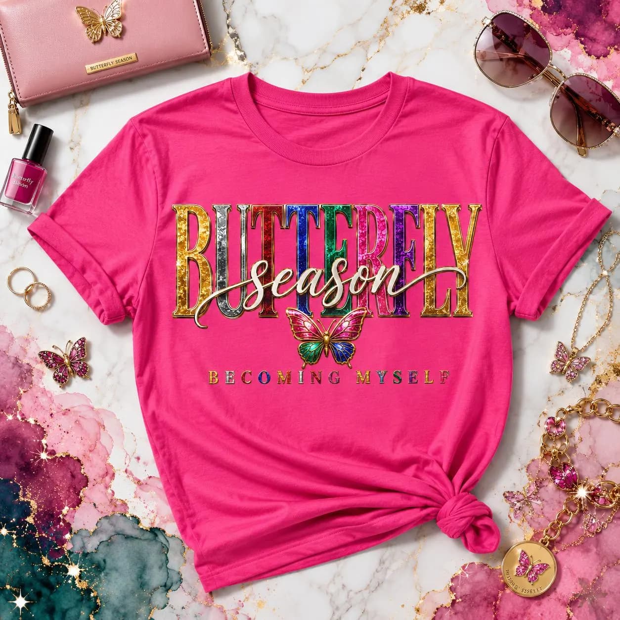 Butterfly Season PNG | Becoming Myself Inspirational Sublimation Design (Digital Download)