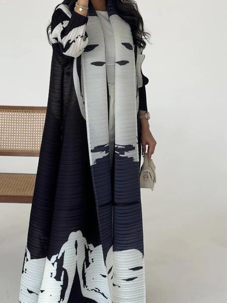 Panda - Pleated Open Abaya Kimono Style – Elegant Modest Fashion | Casual Abaya Coat for Everyday Wear