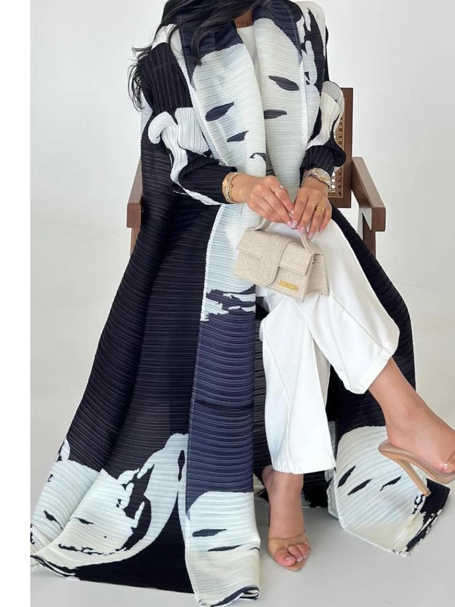 Panda - Pleated Open Abaya Kimono Style – Elegant Modest Fashion | Casual Abaya Coat for Everyday Wear - image 3