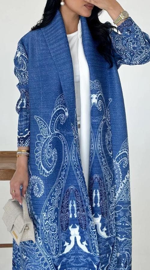 Pleated Open Abaya Kimono Style – Elegant Modest Fashion Polyester Coat - image 5