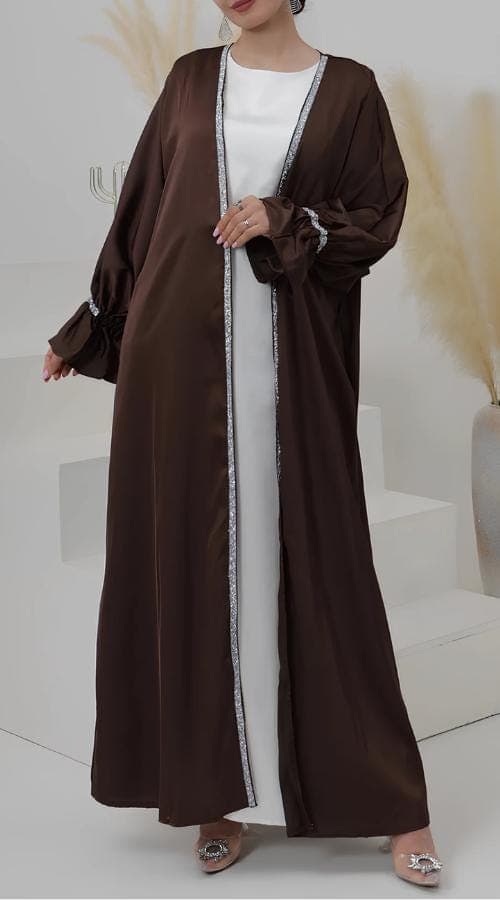 Regal Blossom Abaya Set: Luxurious Fabric, Golden Embroidery, Modest Design - image 5