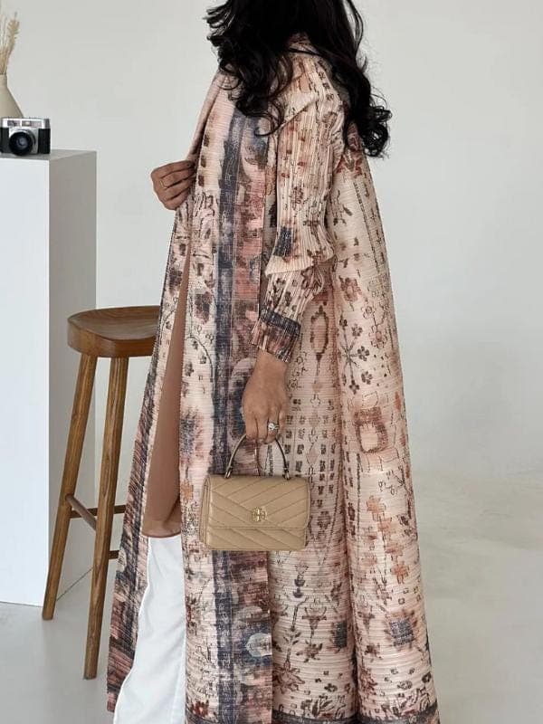 Pleated Open Abaya - Kimono Style Modest Coat