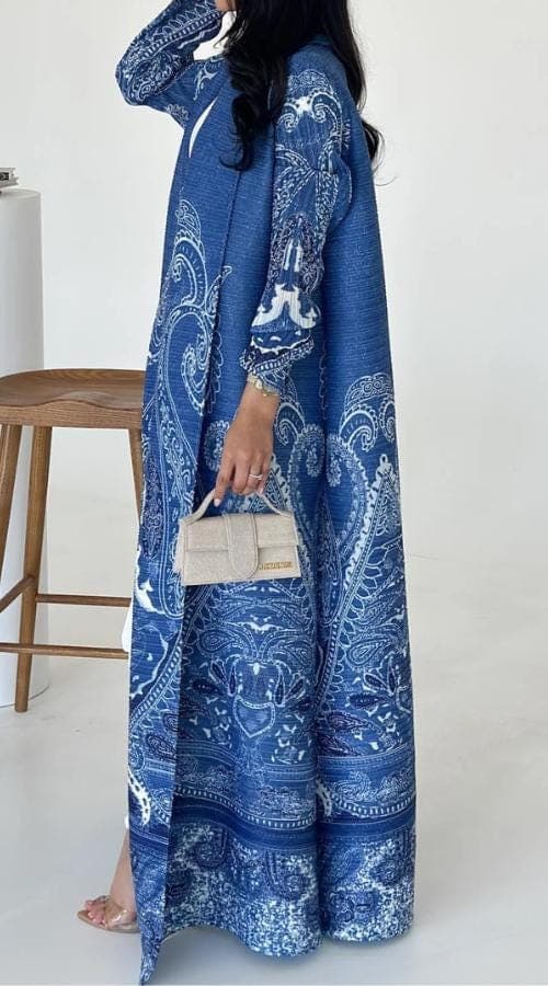 Pleated Open Abaya Kimono Style – Elegant Modest Fashion Polyester Coat - image 4