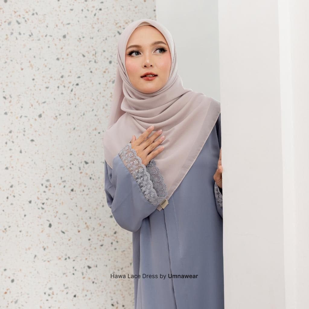 Modest Hawa Lace Dress Abaya – Elegant Muslim Maxi Dress with Hijab, Islamic Clothing for Women, Ramadan & Eid - image 3