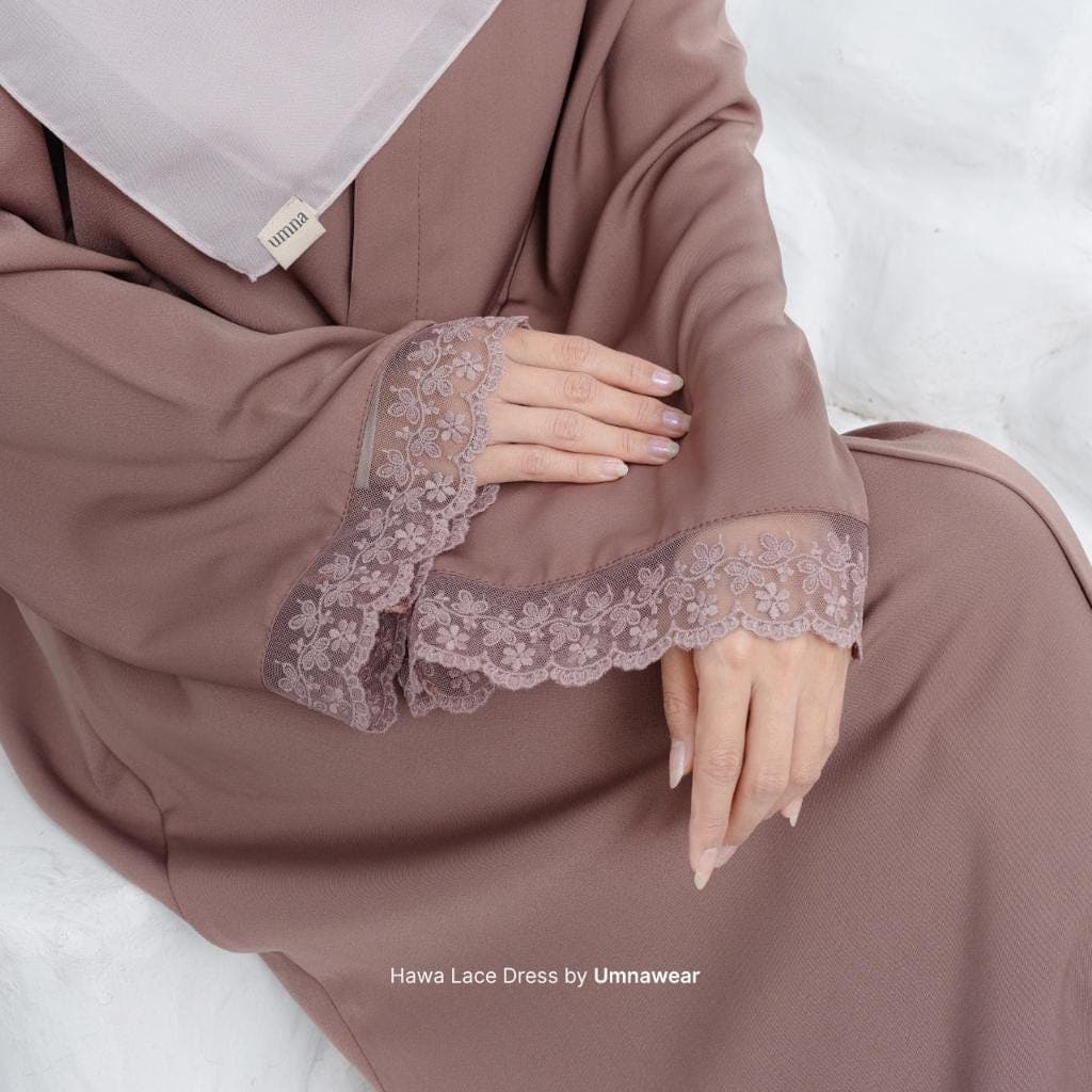 Modest Hawa Lace Dress Abaya – Elegant Muslim Maxi Dress with Hijab, Islamic Clothing for Women, Ramadan & Eid - image 4