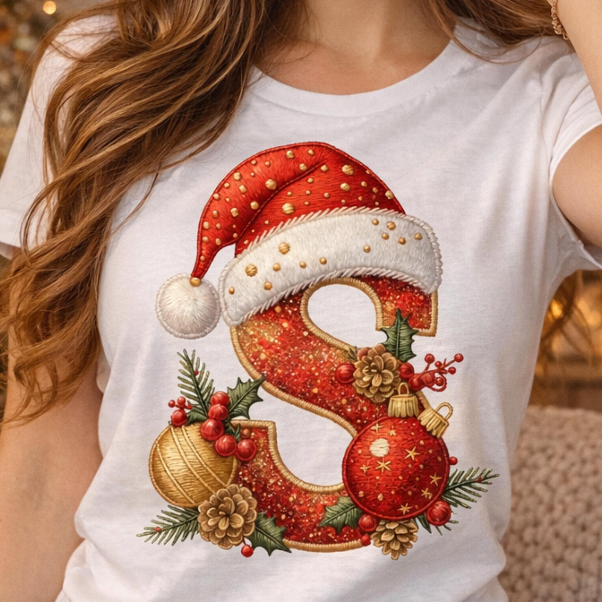 Christmas Alphabet Clipart PNG | Festive Embroidery Letters Set | Holiday Font 26 PNG | Digital Download | Commercial Use - image 4