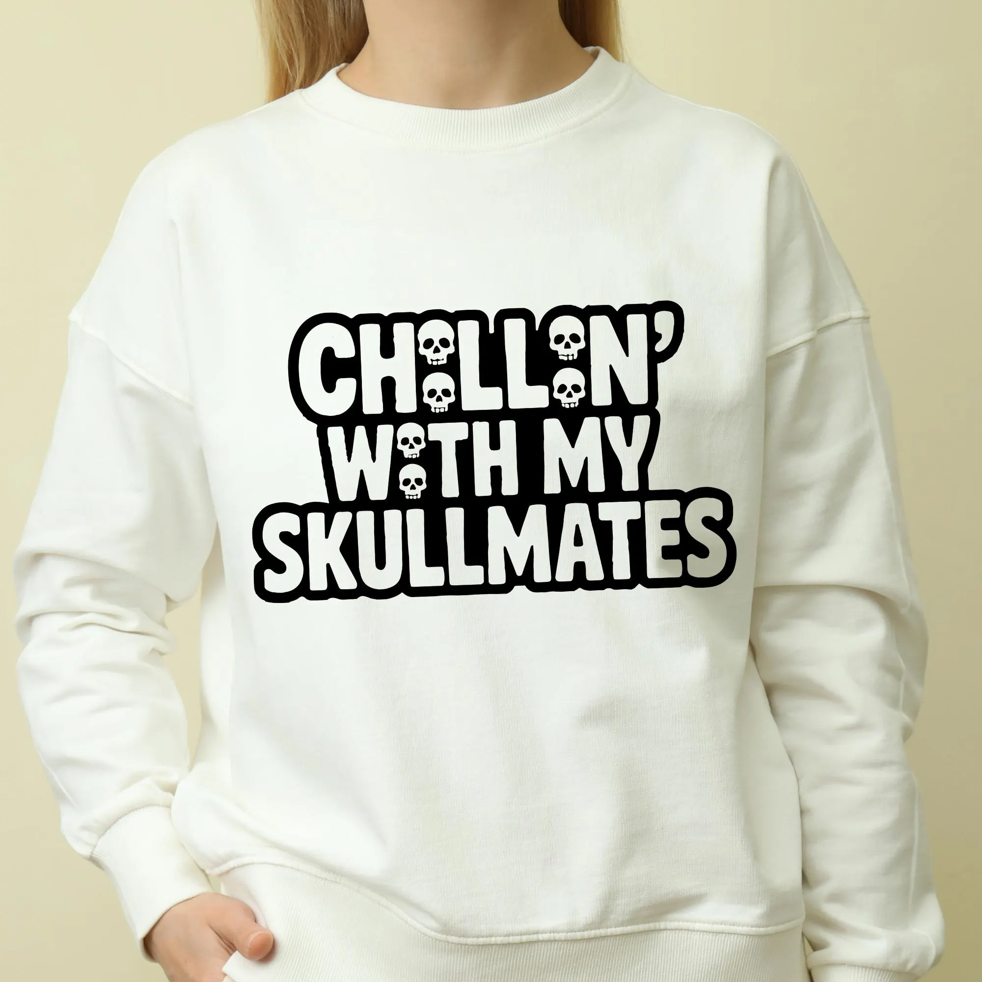 Chillin With My Skullmates SVG PNG, Funny Skull Halloween Mom Shirt Design, Cricut Silhouette - image 4