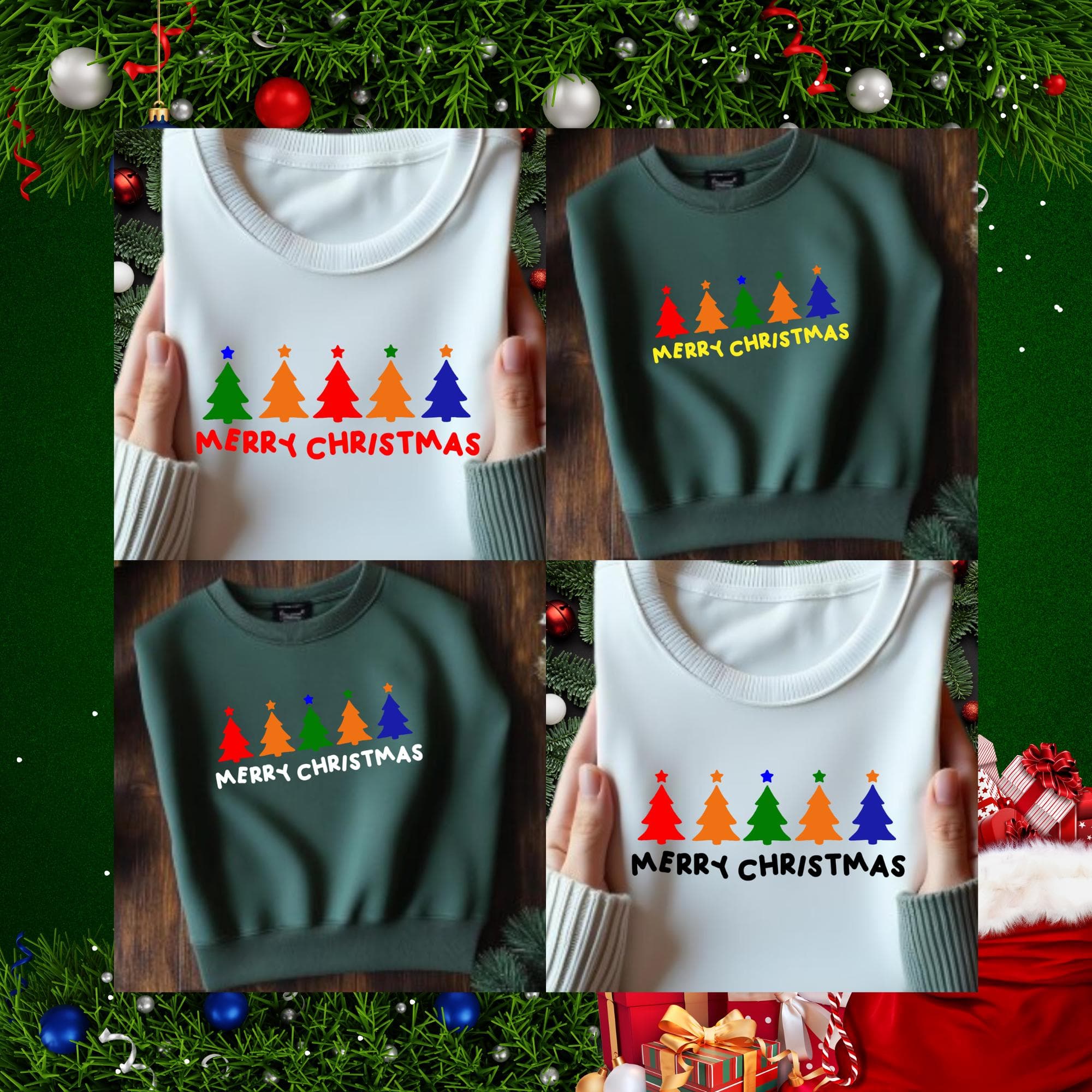 Colorful Christmas Tree SVG PNG, Merry Christmas Shirt Design, Festive Holiday Graphic Tee Cut File, Cricut Sublimation, Digital Download - image 4