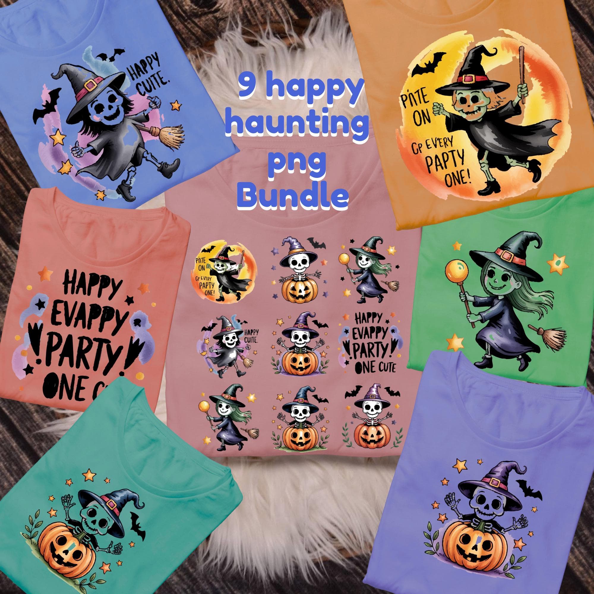 Skeleton Witch PNG Bundle, Halloween Pumpkin Skeleton Designs, Sublimation Shirt Mug, Digital Download - image 3