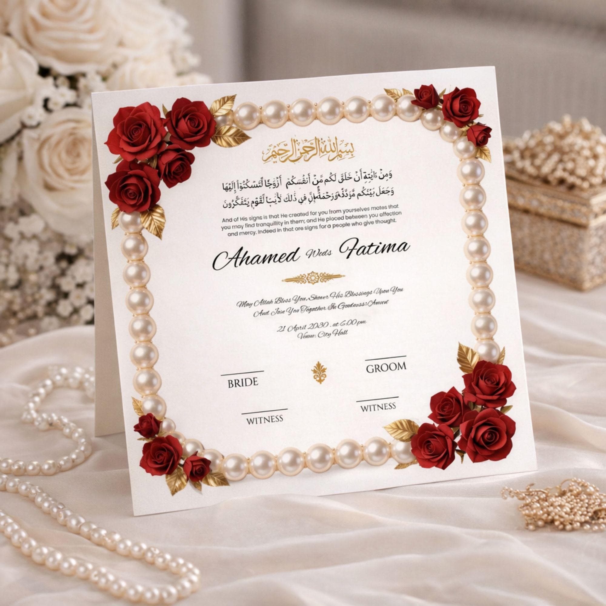 Luxury Nikkah Certificate Template| Editable Islamic Nikah Nama| Gold Wedding Contract, Muslim Marriage PDF| Floral Frame Set PNG JPG - image 3