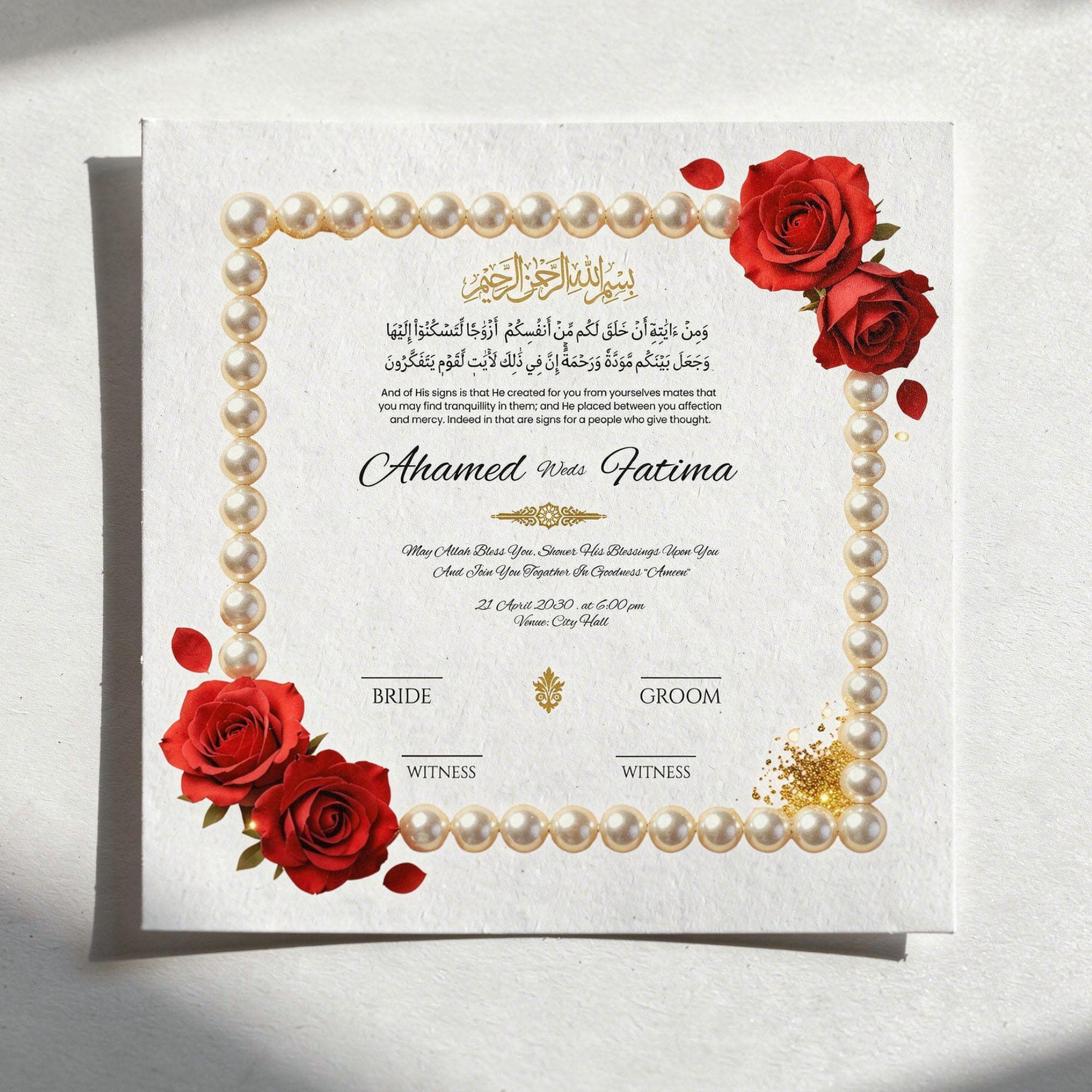 Luxury Nikkah Certificate Template| Editable Islamic Nikah Nama| Gold Wedding Contract, Muslim Marriage PDF| Floral Frame Set PNG JPG - image 2