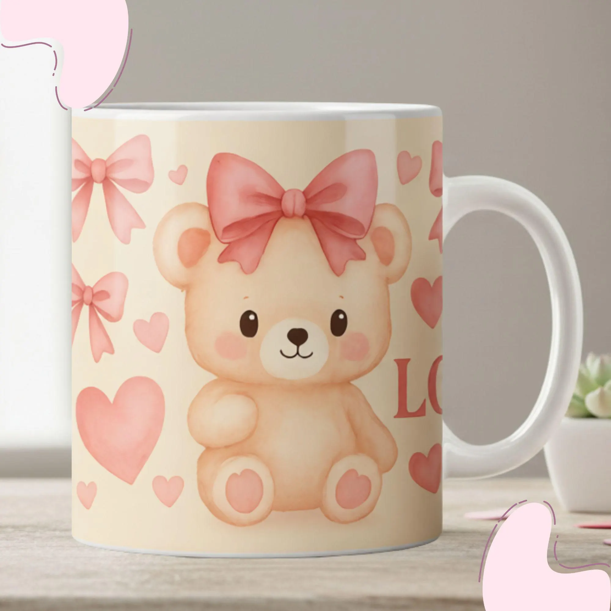 Happy Valentine Mug Wrap Bundle PNG JPG PDF | 3 Designs Valentine Mug Wrap | Sublimation Mug Wrap 11oz 15oz | Cute Teddy Bear Mug Wrap - image 2
