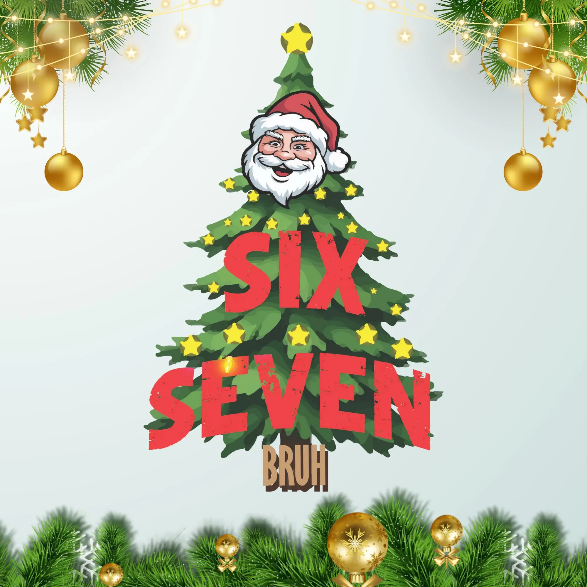 Funny Santa Christmas Tree SVG PNG, Six Seven Bruh Christmas Shirt Design, Funny Holiday Cut File, Cricut Sublimation, Digital Download - image 3