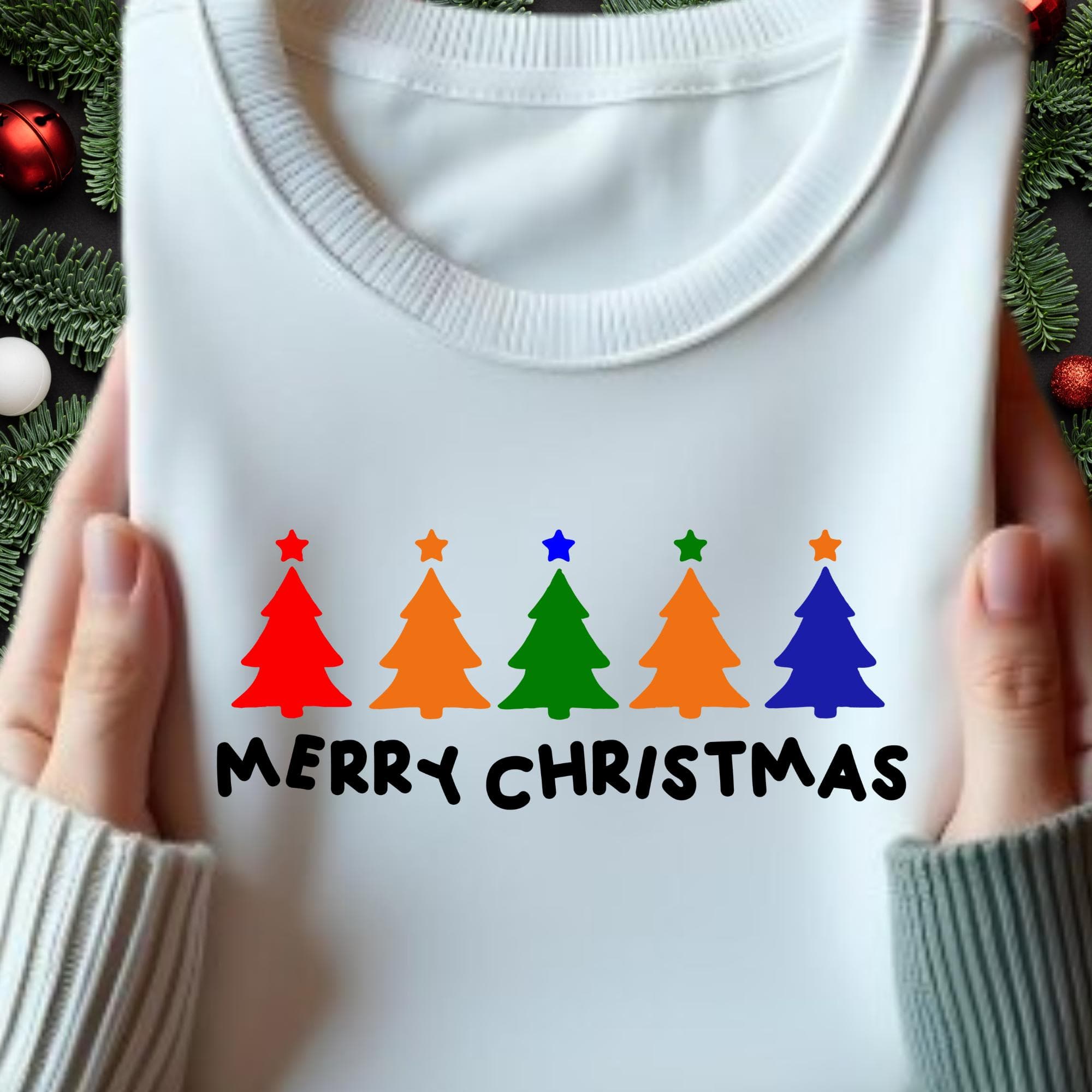 Colorful Christmas Tree SVG PNG, Merry Christmas Shirt Design, Festive Holiday Graphic Tee Cut File, Cricut Sublimation, Digital Download - image 5