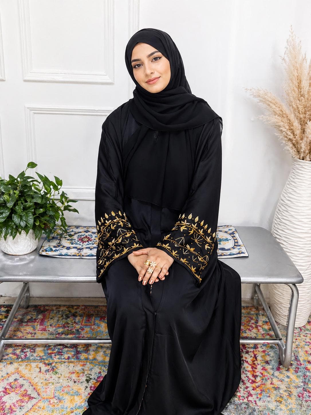 elegant black abaya dress modest evening wear muslim women full length formal outfit