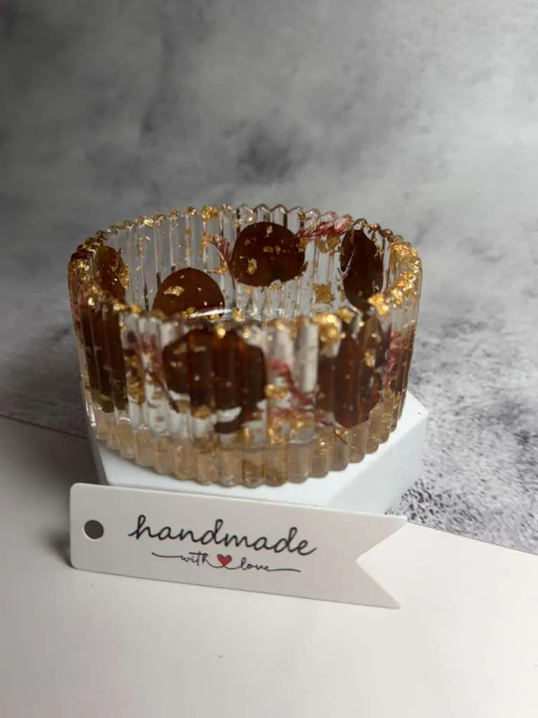 Handmade Decorative Tray - Luxury Gold Glass Catchall Dish for Jewelry, Vanity & Home Decor - image 2