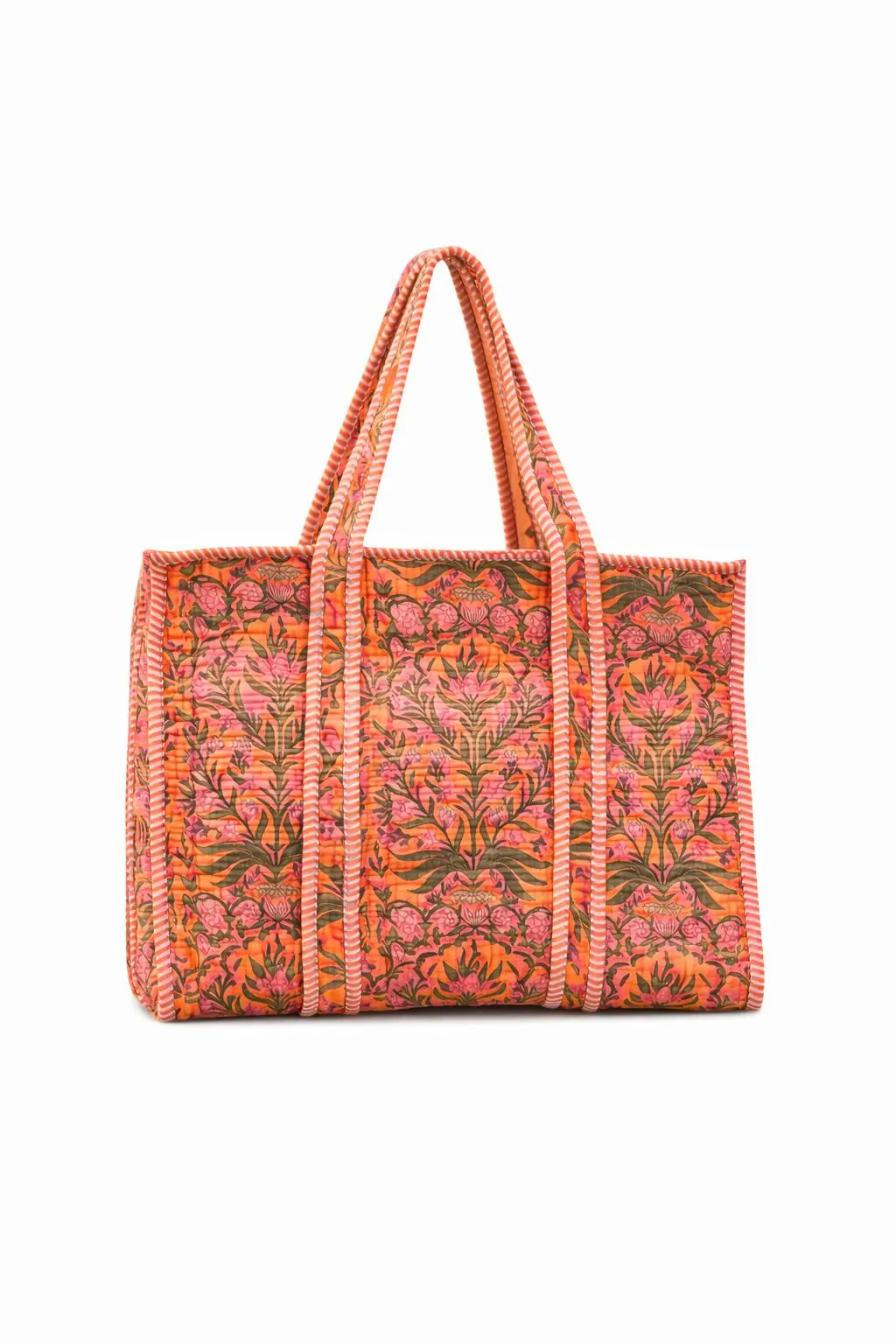 Pink Floral Bird Tote Bag, Handmade Cotton Shoulder Bag, Reusable Market Bag, Boho Travel & Everyday Tote - image 4