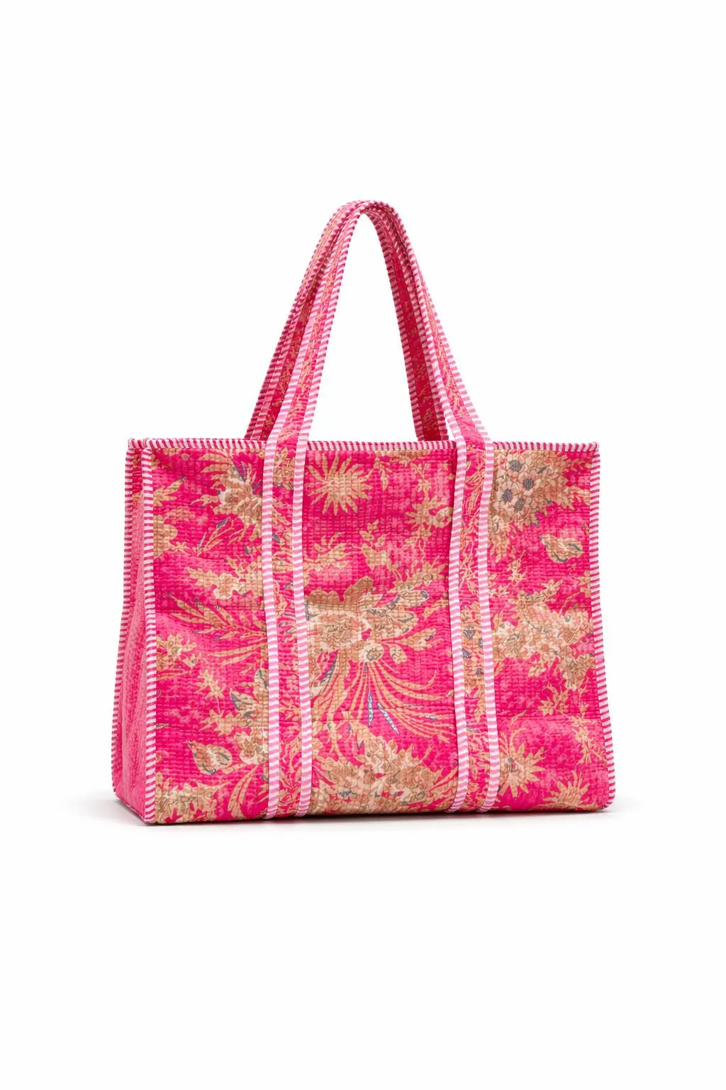 Pink Floral Bird Tote Bag, Handmade Cotton Shoulder Bag, Reusable Market Bag, Boho Travel & Everyday Tote - image 5