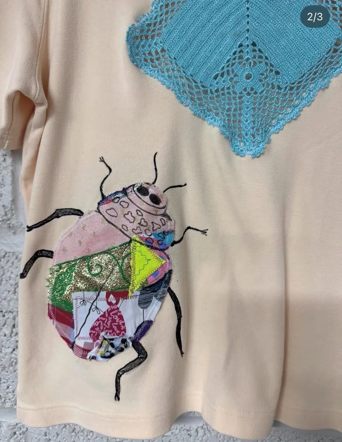 Custom Denim Jacket or Shirt with Handcrafted Patches | Cats, Fish, Pomegranate Branch - image 4