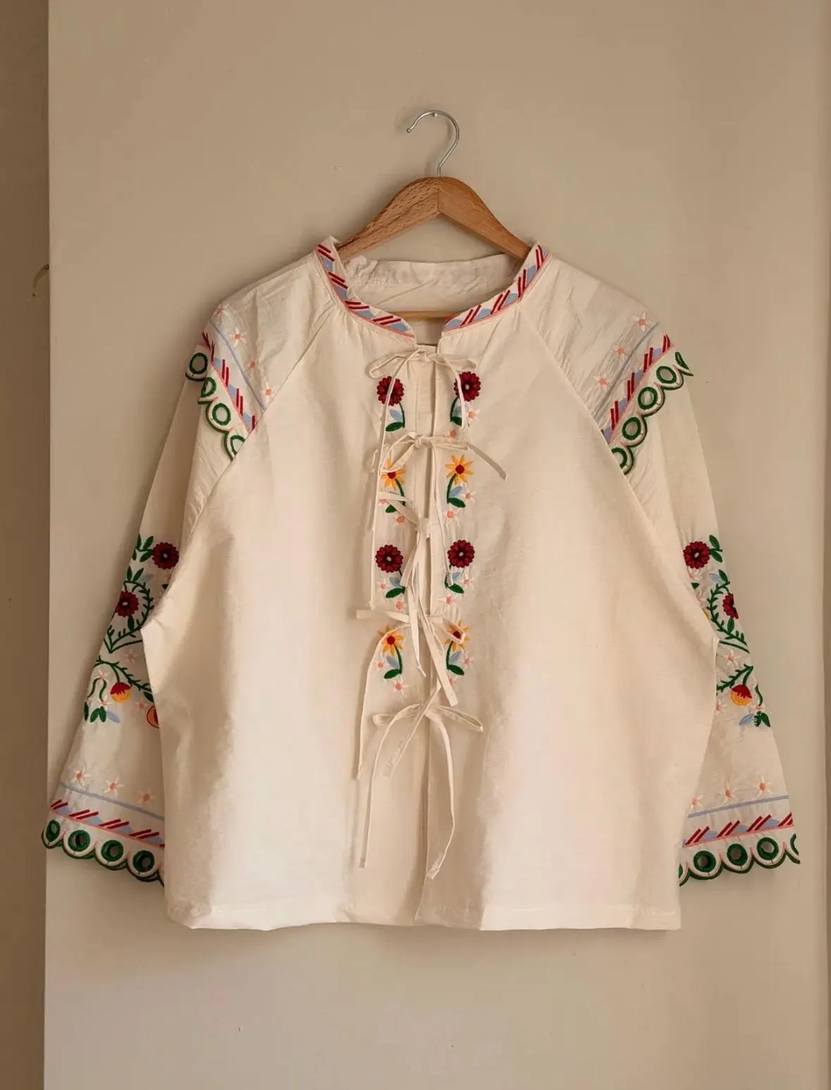 Embroidered Cotton Kimono: Floral, Boho Style (95% Cotton) - image 5