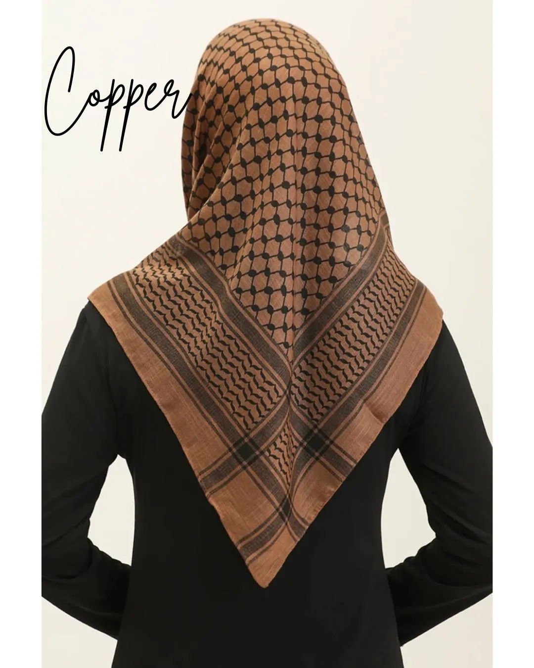 Palestinian Keffiyeh Scarf | Copper Brown Cotton Headwrap, Boho Cultural Wrap - image 5